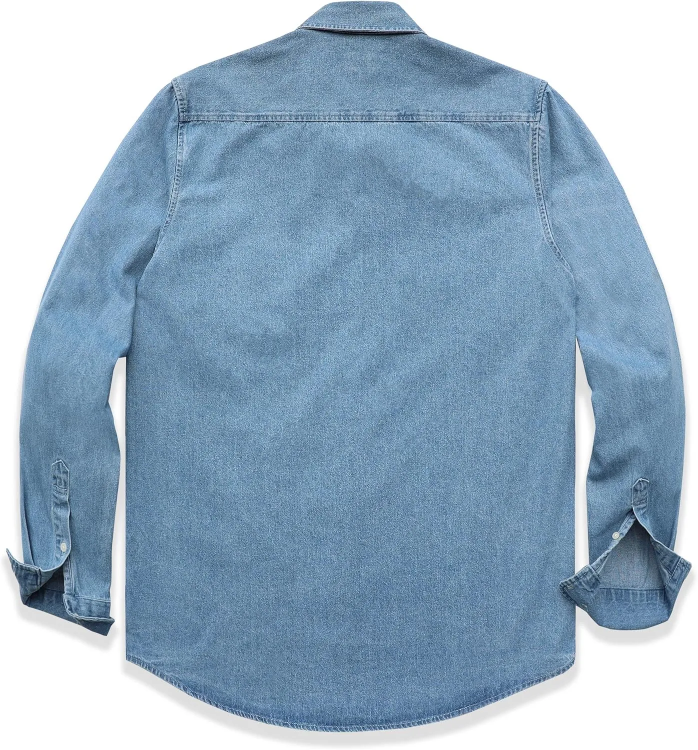 Dubinik Denim Shirt Men Mens Denim Shirts Long Sleeve Mens Denim Button Down Shirt Cotton Regular Fit Casual Work Shirts