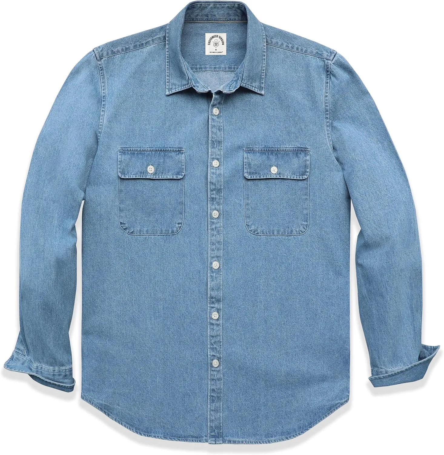 Dubinik Denim Shirt Men Mens Denim Shirts Long Sleeve Mens Denim Button Down Shirt Cotton Regular Fit Casual Work Shirts