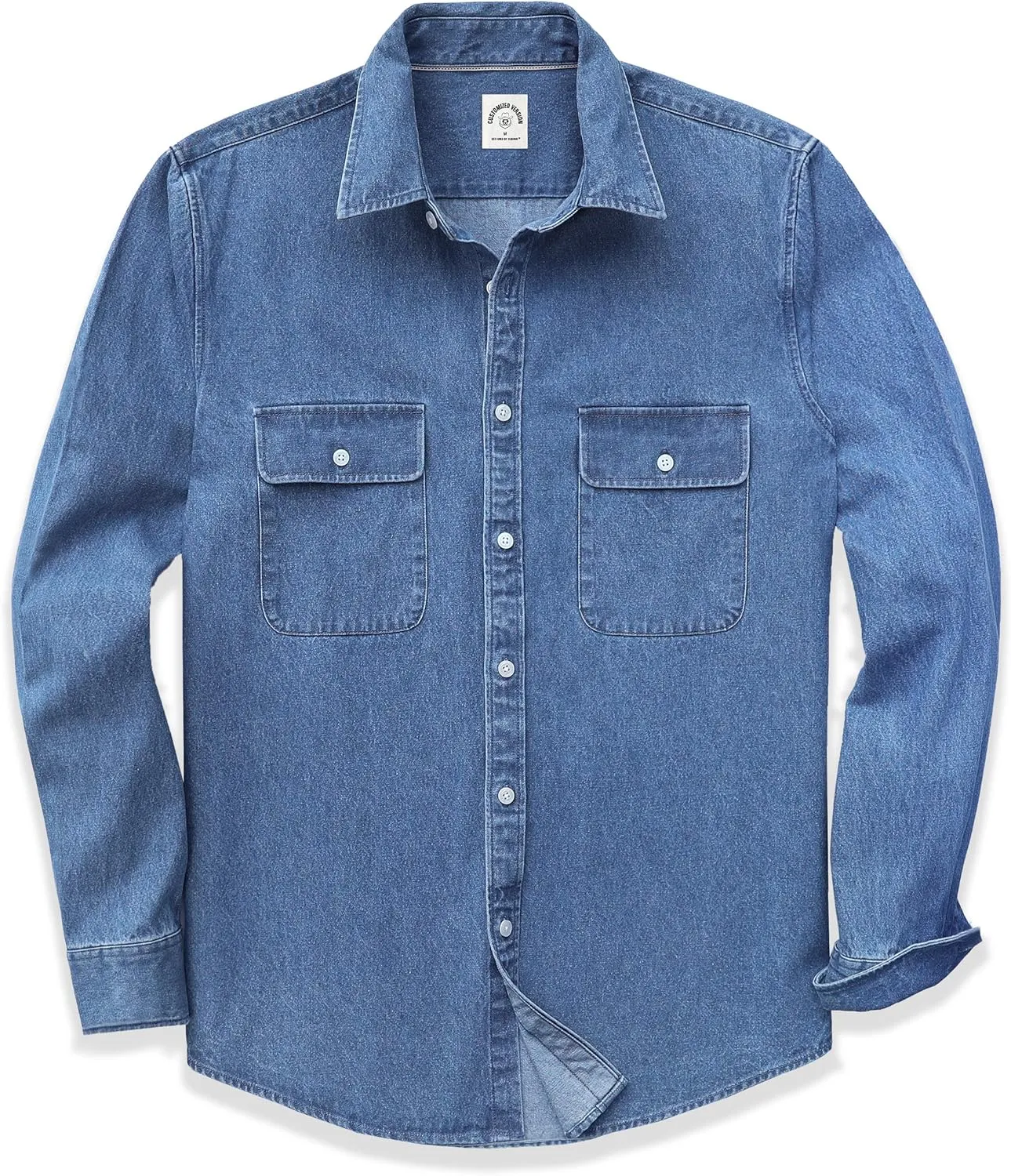 Dubinik? Denim Shirt Men Mens Denim Shirts Long Sleeve Mens Denim Button Down Shirt Cotton Regular Fit Casual Work Shirts