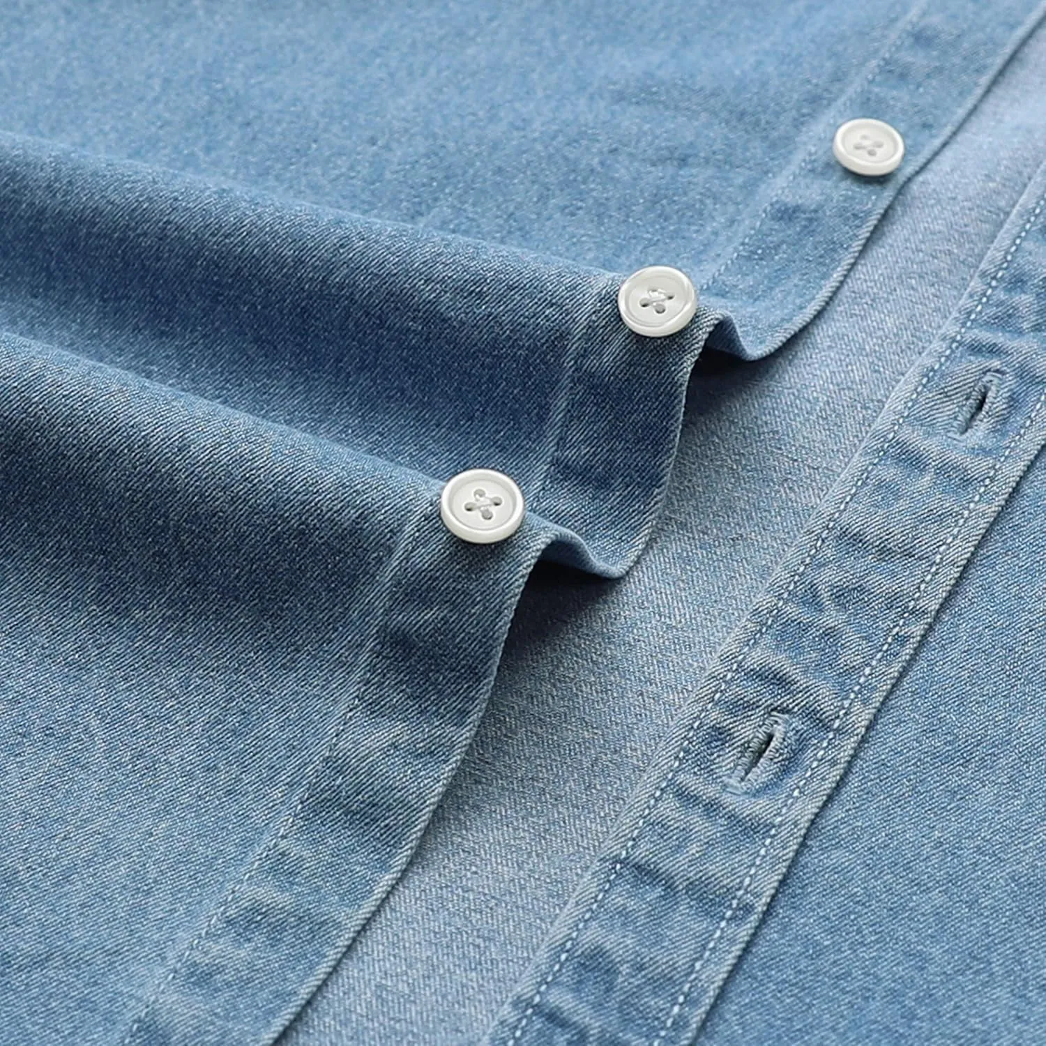 Dubinik Denim Shirt Men Mens Denim Shirts Long Sleeve Mens Denim Button Down Shirt Cotton Regular Fit Casual Work Shirts