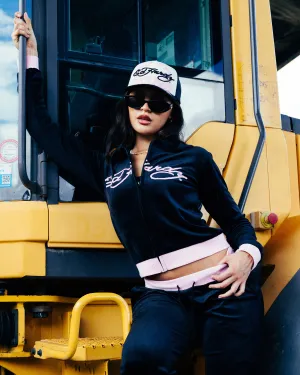 Ed Hardy Women's Cropped Hoodie Black/Pink