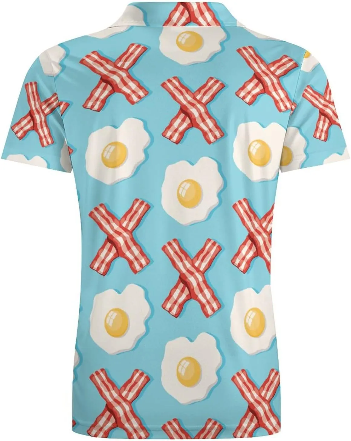Eggs Bacon Men's Polo Shirt Short Sleeve Print T Shirt Slim Fit Golf Shirt Collared Tee Casual Top