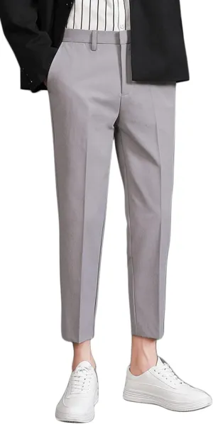 ESSYSHE Men??s Cropped Slim Fit Dress Pants Tapered Ankle Dress Pants Suit Pants