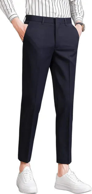 ESSYSHE Men??s Cropped Slim Fit Dress Pants Tapered Ankle Dress Pants Suit Pants