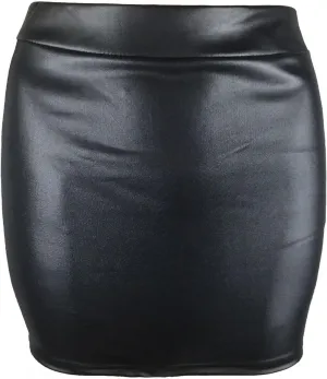 Faux Leather Mini Skirts for Women High Waisted Leather Bodycon Pencil Skirt Sexy Casual Party Night Out Clubwear