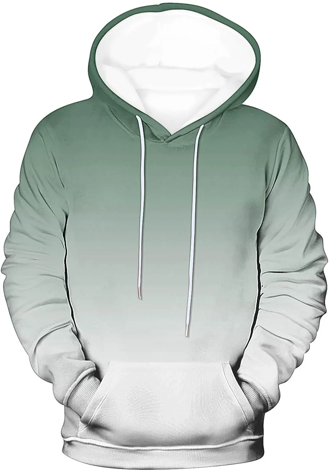 Finelylove Hoodies for Men Loose Fit Gradient Hoodies Pullover Long Sleeve Hooded Collar Drawstring Casual Sweatshirt