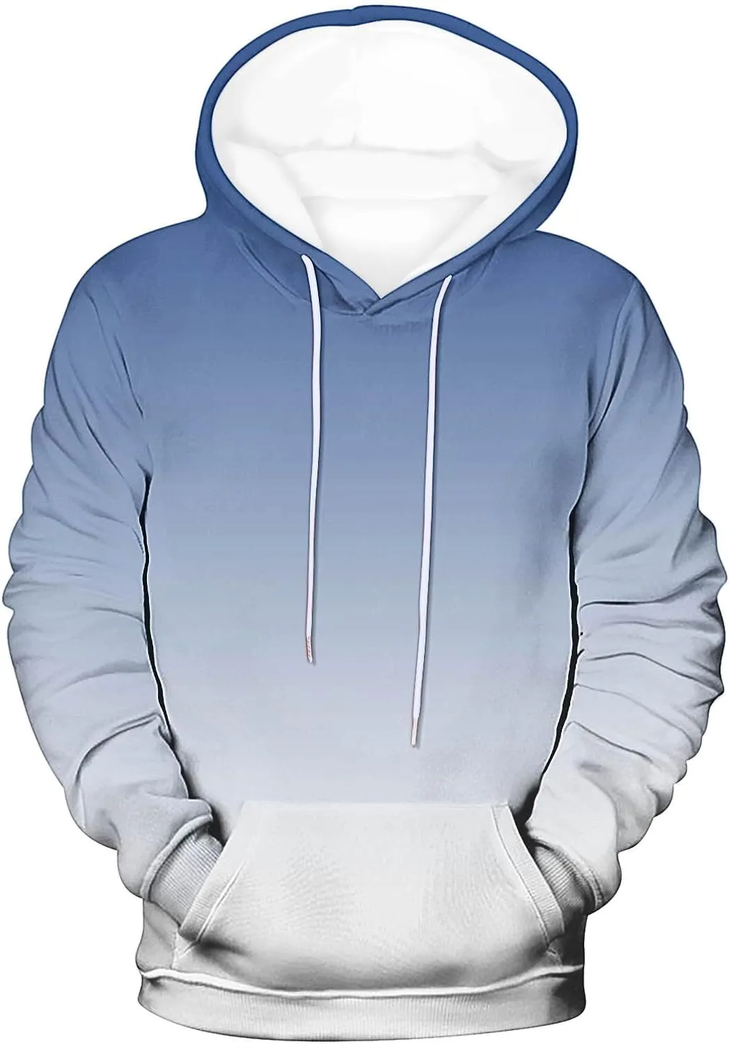 Finelylove Hoodies for Men Loose Fit Gradient Hoodies Pullover Long Sleeve Hooded Collar Drawstring Casual Sweatshirt