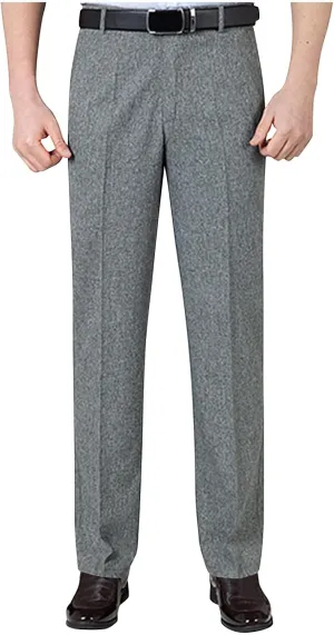 Finelylove Men's Linen Dress Pants Pleated Front Vintage Dress Pants Flex Twill Chino Pants Regular Fit Straight Leg
