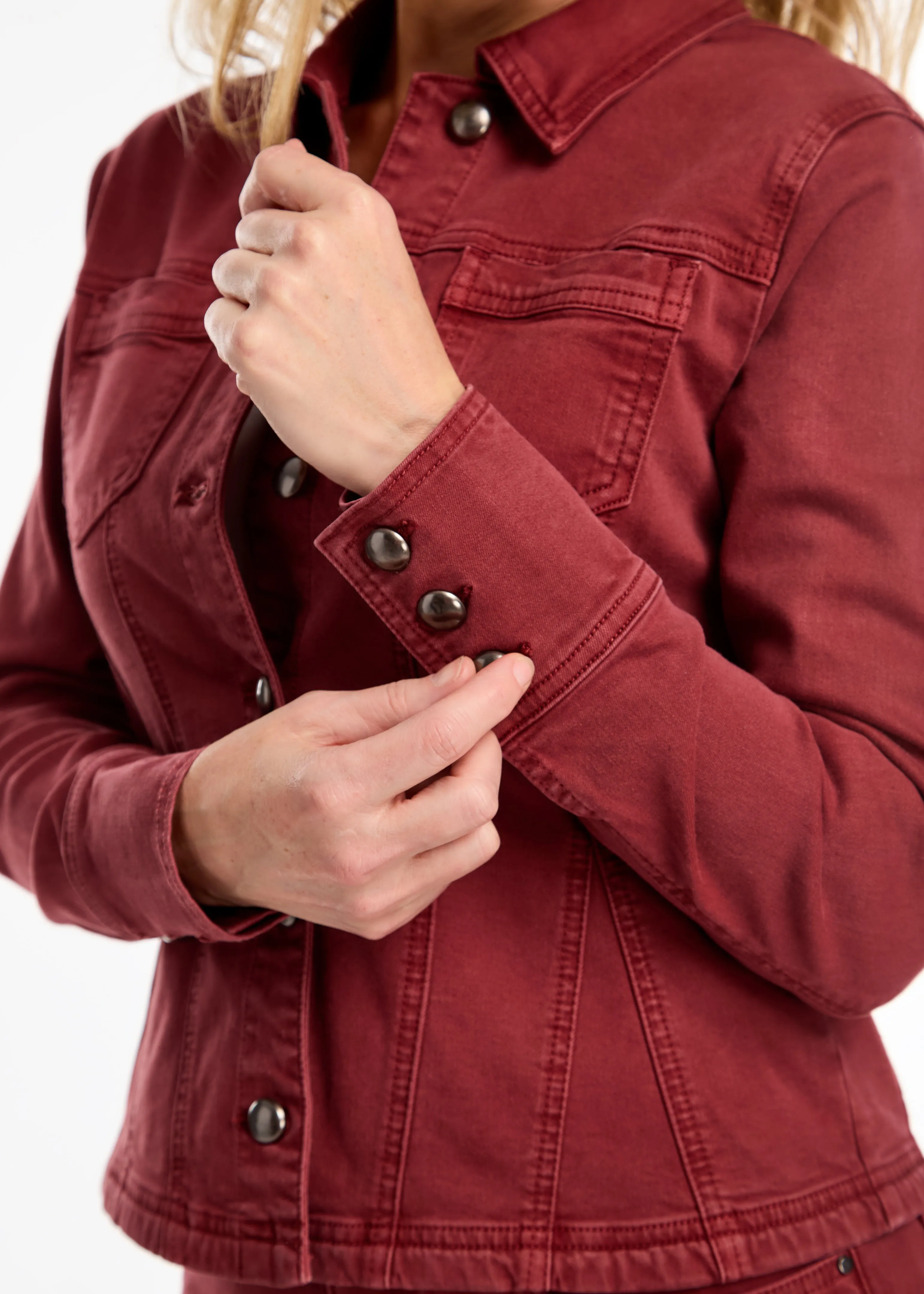 Flare Crop Shacket, Rust Red