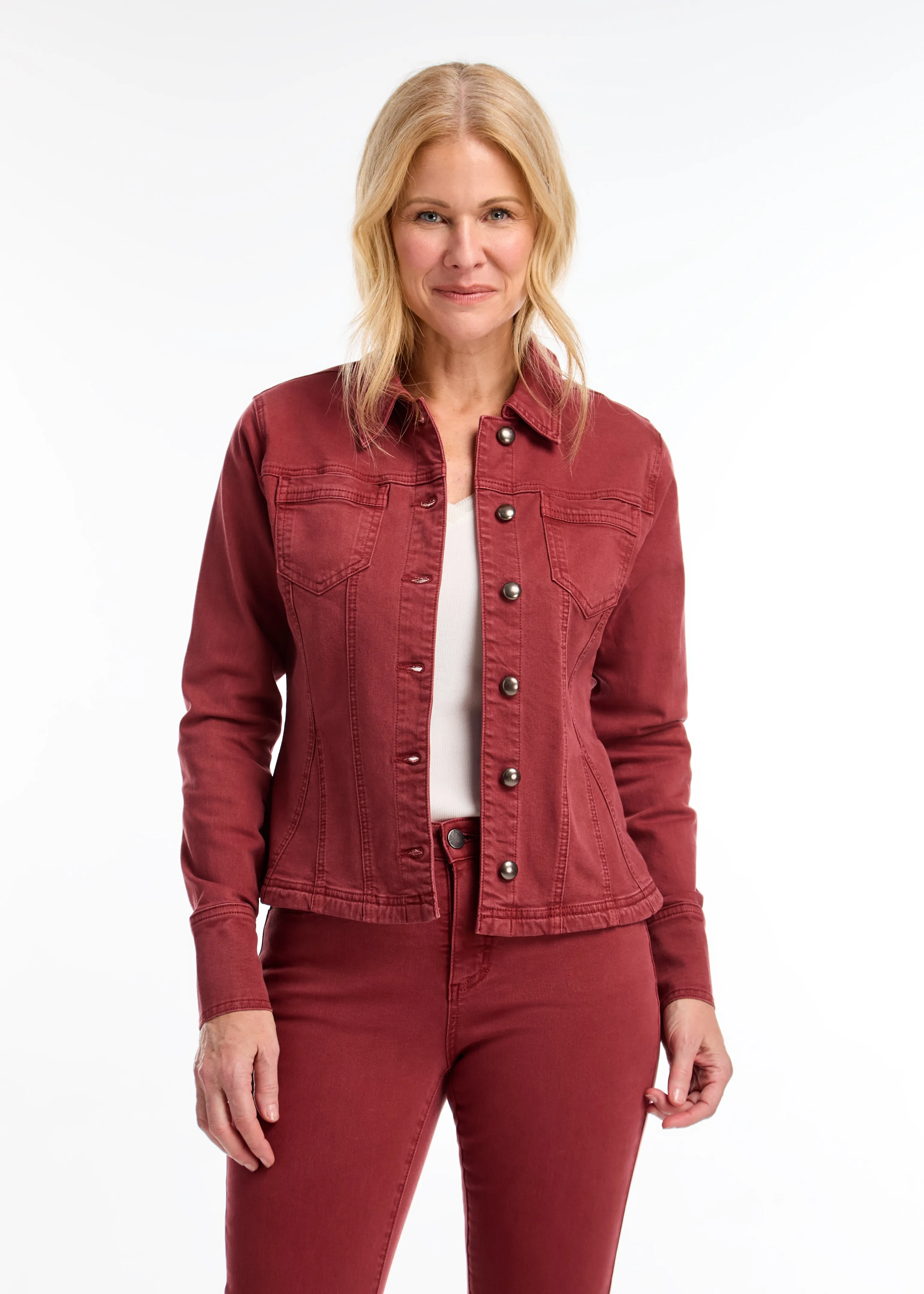 Flare Crop Shacket, Rust Red