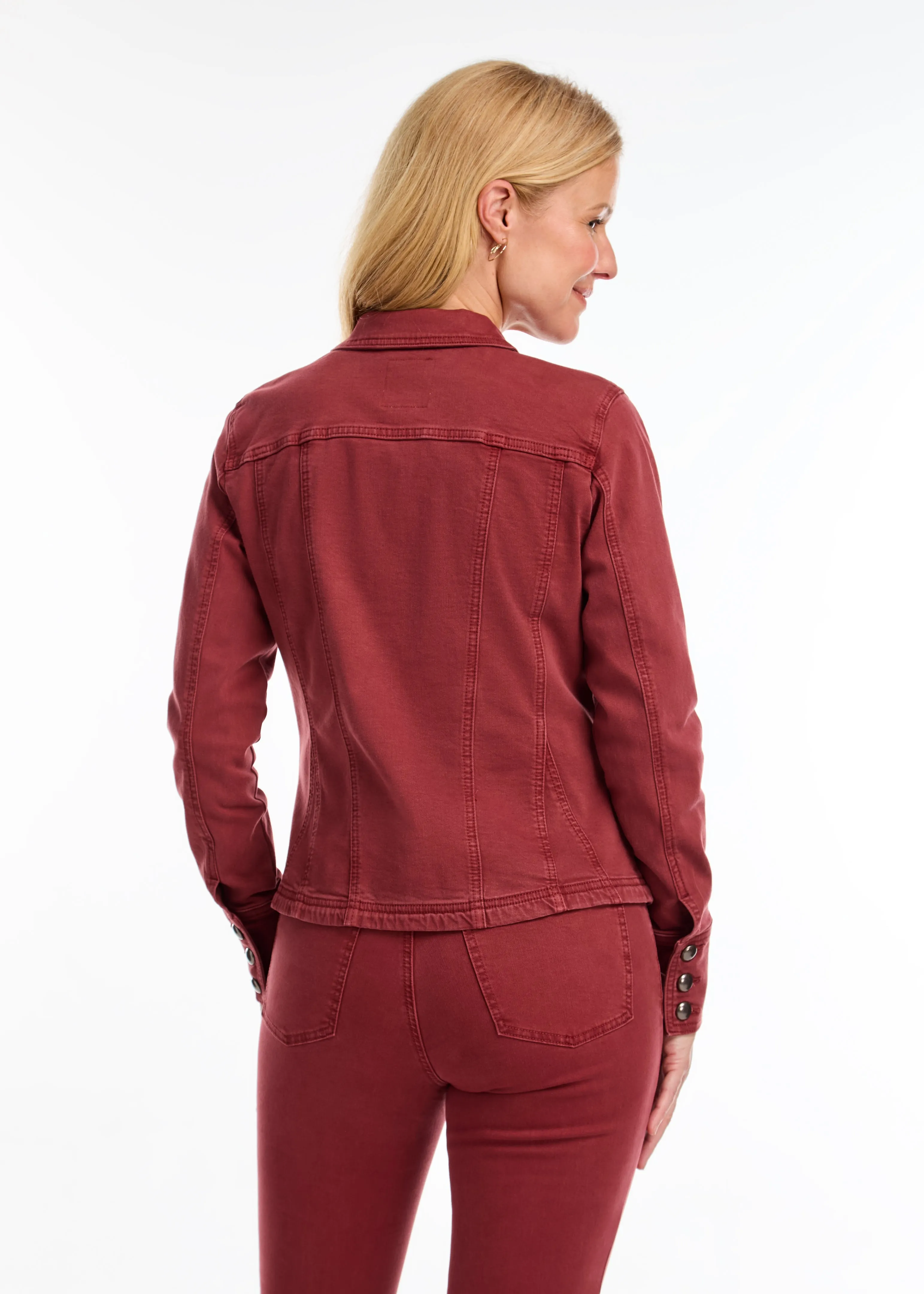 Flare Crop Shacket, Rust Red