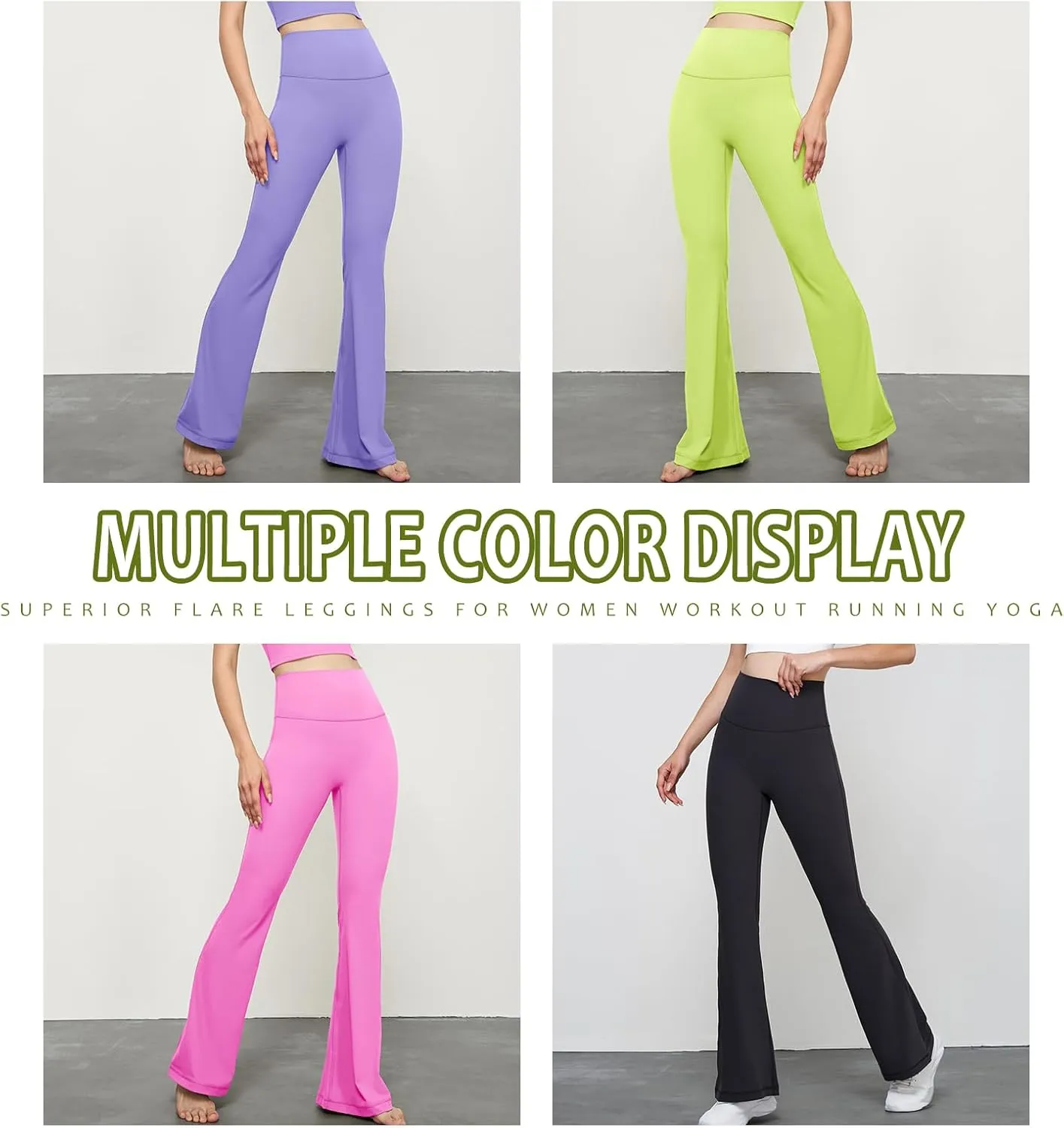 Flare Leggings, Women's Casual Bootleg Yoga Pants High Waisted Flare Workout Pants Leggings