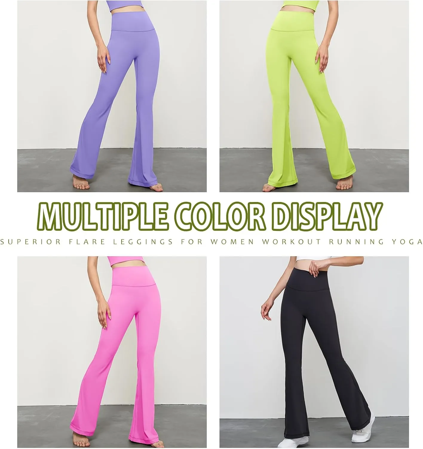 Flare Leggings, Women's Casual Bootleg Yoga Pants High Waisted Flare Workout Pants Leggings