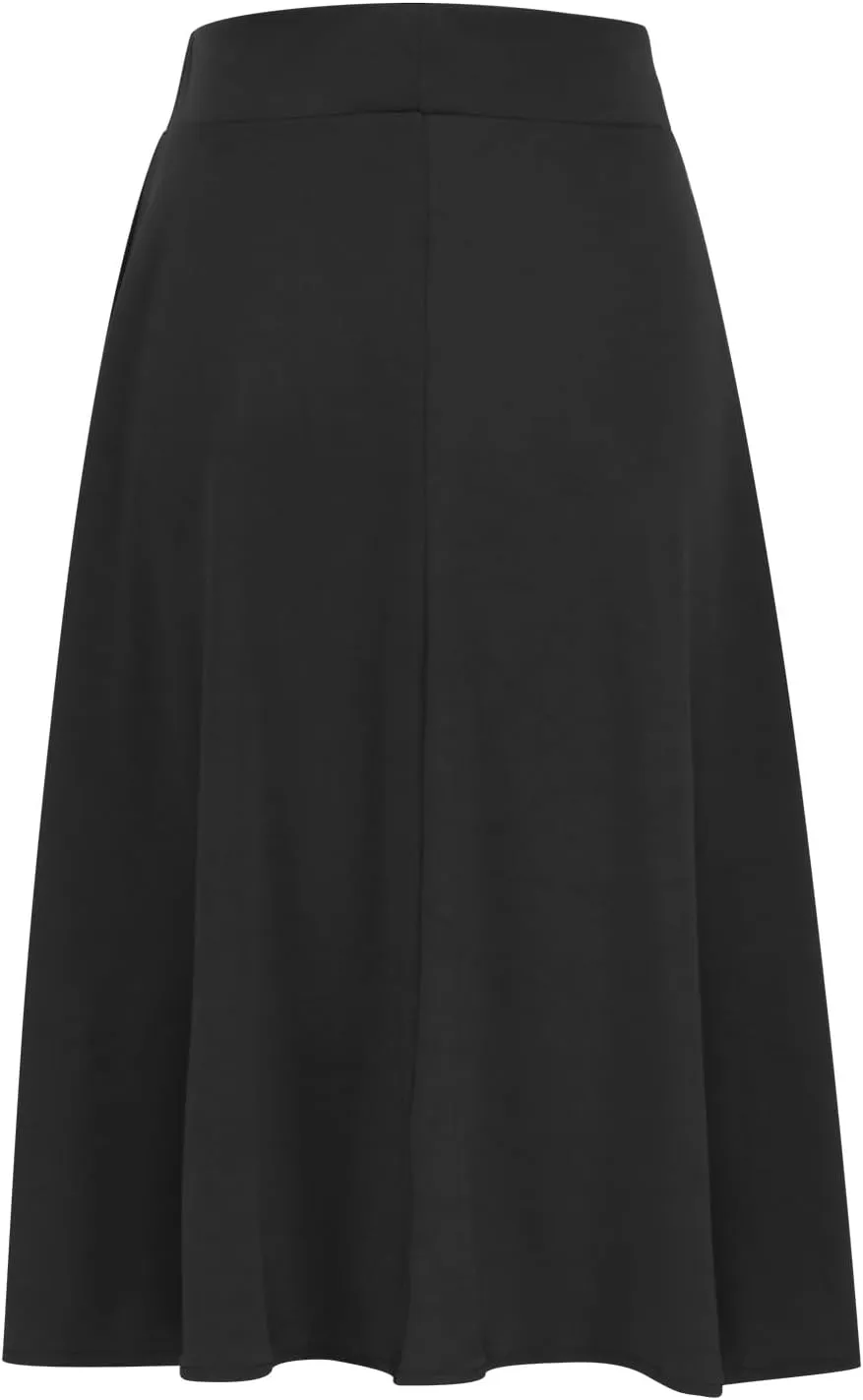 Flared Midi Skirts for Women Summer Plus Size Casual Flowy Long Skirt Comfy High Waist Solid Swing A Line Skirts