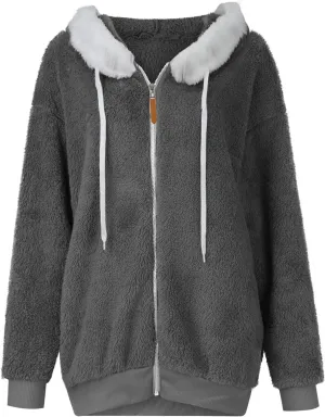 Fleece Jacket Women Sherpa-Lined Zip Up Long Sleeve Zip Up Hoodie Women Winter Jackets For Women Fall Jackets For Women 2024