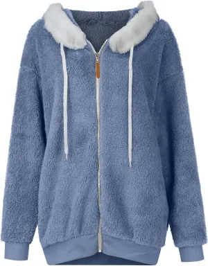 Fleece Jacket Women Sherpa-Lined Zip Up Long Sleeve Zip Up Hoodie Women Winter Jackets For Women Fall Jackets For Women 2024