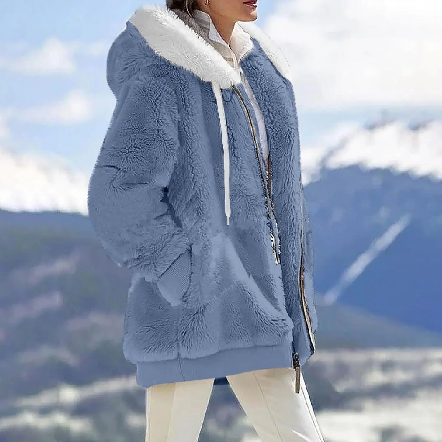 Fleece Jacket Women Sherpa-Lined Zip Up Long Sleeve Zip Up Hoodie Women Winter Jackets For Women Fall Jackets For Women 2024
