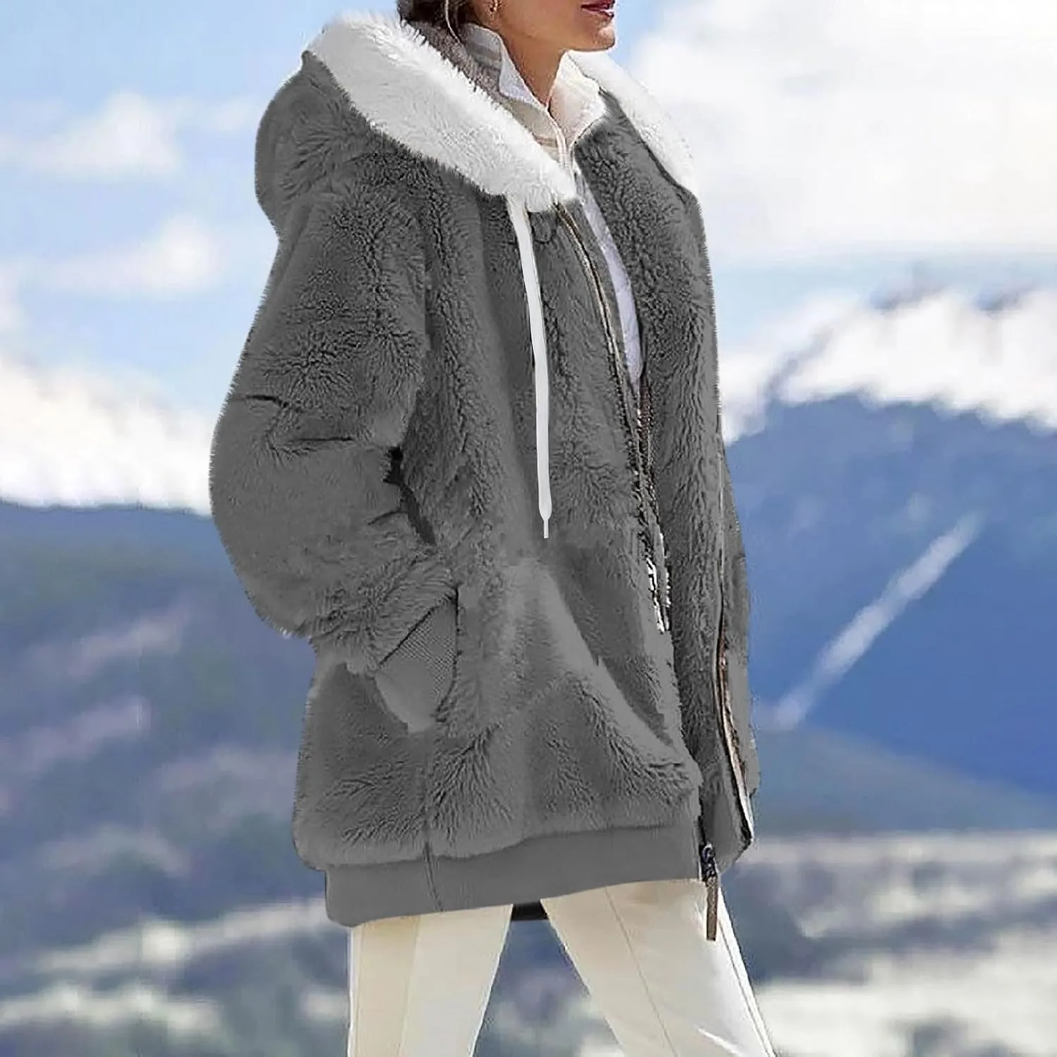 Fleece Jacket Women Sherpa-Lined Zip Up Long Sleeve Zip Up Hoodie Women Winter Jackets For Women Fall Jackets For Women 2024