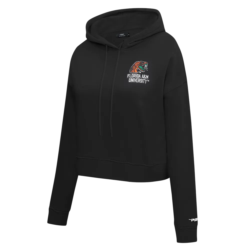 FLORIDA A&M UNIVERSITY CLASSIC FLEECE CROPPED PULLOVER HOODIE (BLACK)