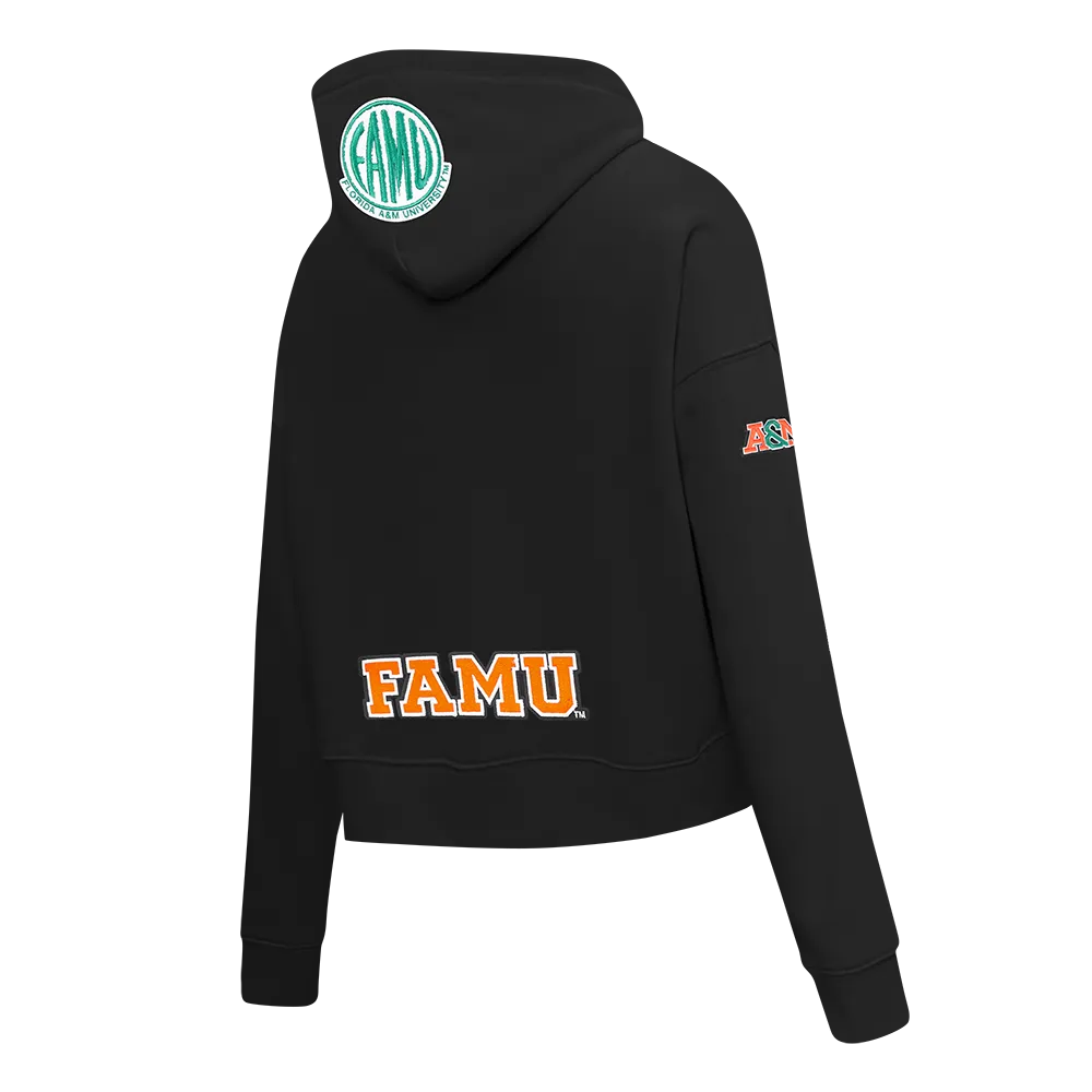 FLORIDA A&M UNIVERSITY CLASSIC FLEECE CROPPED PULLOVER HOODIE (BLACK)
