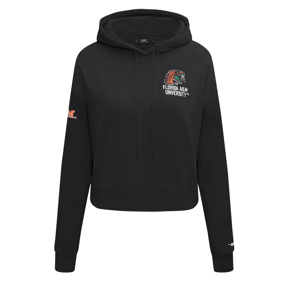 FLORIDA A&M UNIVERSITY CLASSIC FLEECE CROPPED PULLOVER HOODIE (BLACK)