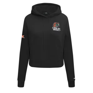 FLORIDA A&M UNIVERSITY CLASSIC FLEECE CROPPED PULLOVER HOODIE (BLACK)