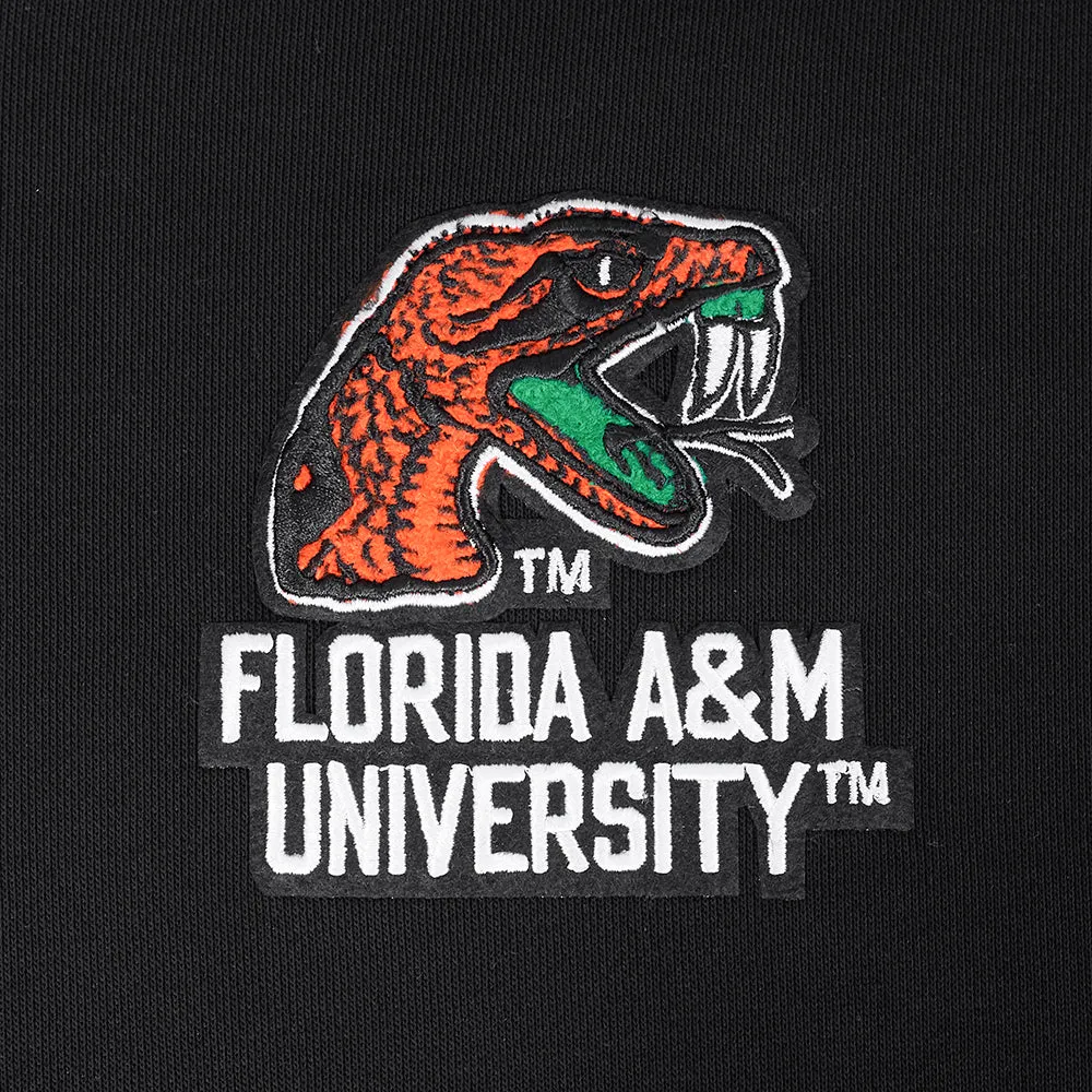 FLORIDA A&M UNIVERSITY CLASSIC FLEECE CROPPED PULLOVER HOODIE (BLACK)