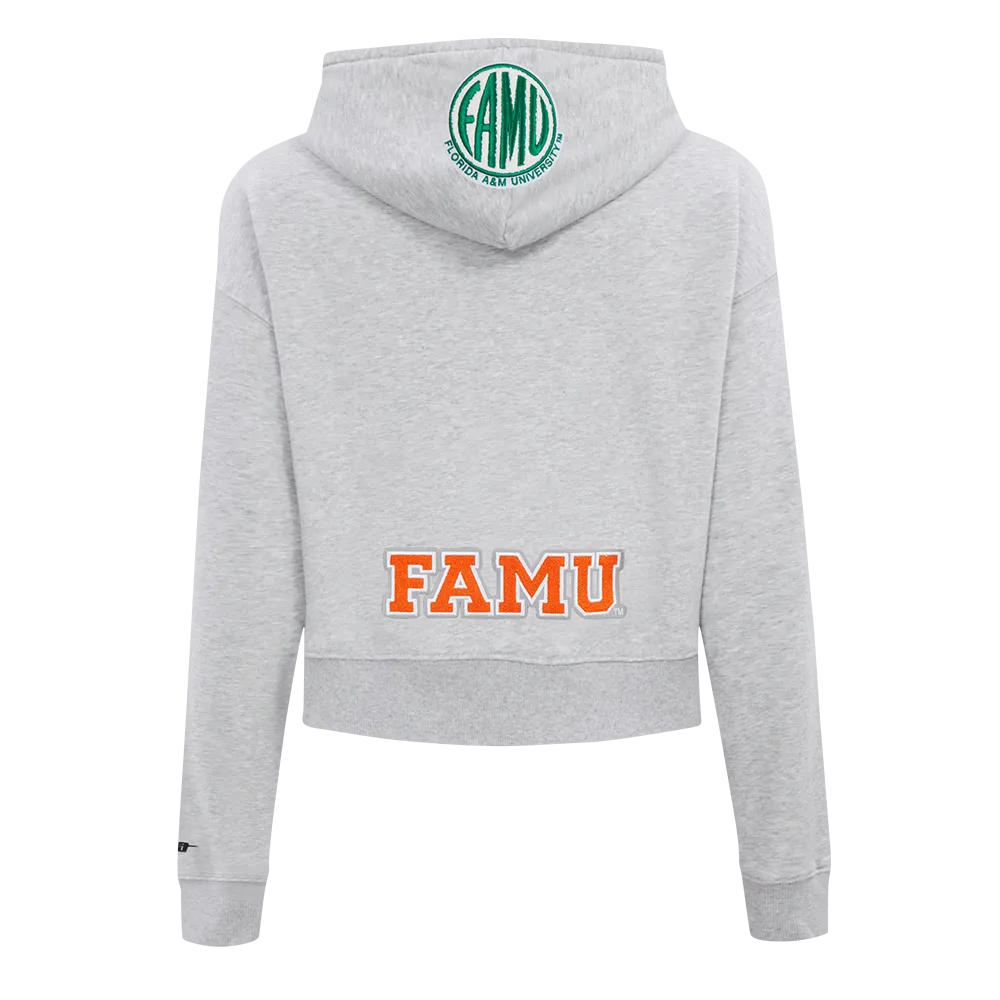FLORIDA A&M UNIVERSITY CLASSIC FLEECE CROPPED PULLOVER HOODIE (HEATHER GREY)