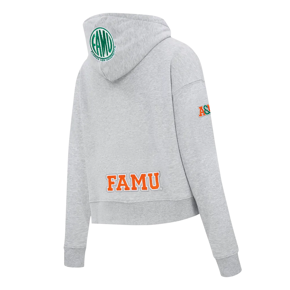 FLORIDA A&M UNIVERSITY CLASSIC FLEECE CROPPED PULLOVER HOODIE (HEATHER GREY)