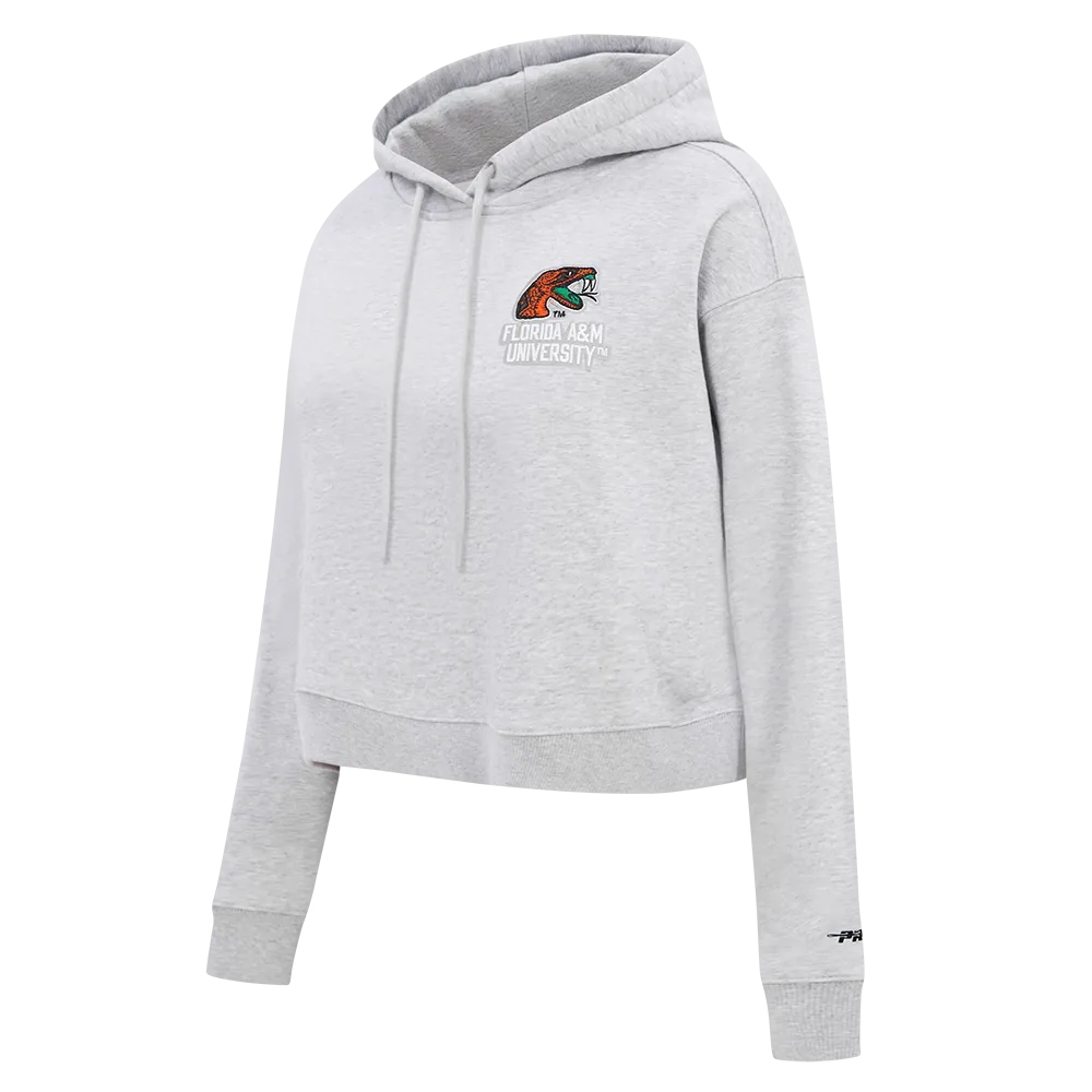 FLORIDA A&M UNIVERSITY CLASSIC FLEECE CROPPED PULLOVER HOODIE (HEATHER GREY)