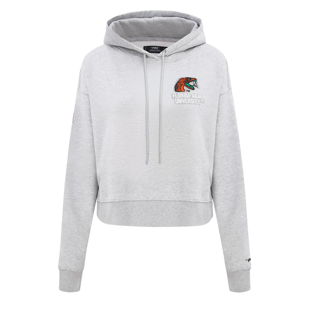 FLORIDA A&M UNIVERSITY CLASSIC FLEECE CROPPED PULLOVER HOODIE (HEATHER GREY)