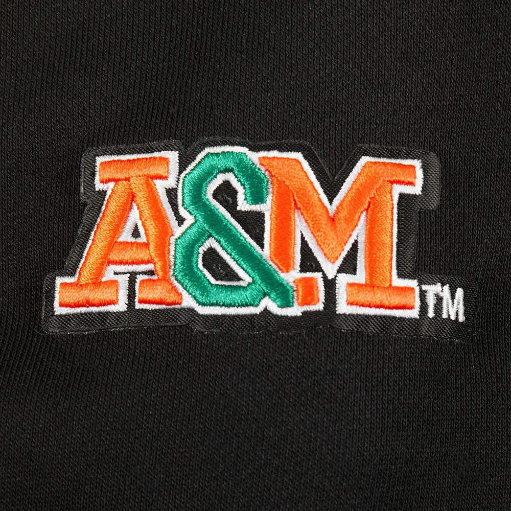 FLORIDA A&M UNIVERSITY CLASSIC RIB FLEECE CROPPED PULLOVER HOODIE (BLACK)