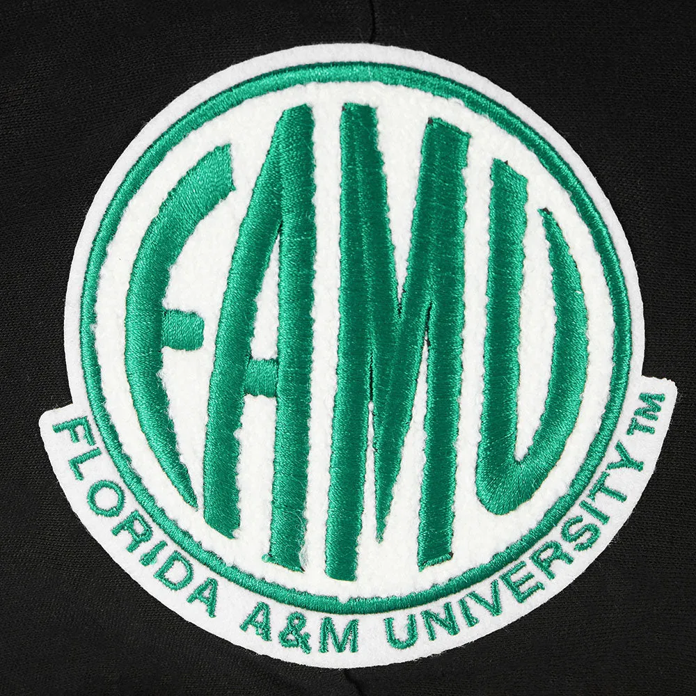 FLORIDA A&M UNIVERSITY CLASSIC RIB FLEECE CROPPED PULLOVER HOODIE (BLACK)
