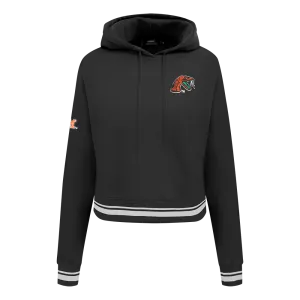 FLORIDA A&M UNIVERSITY CLASSIC RIB FLEECE CROPPED PULLOVER HOODIE (BLACK)