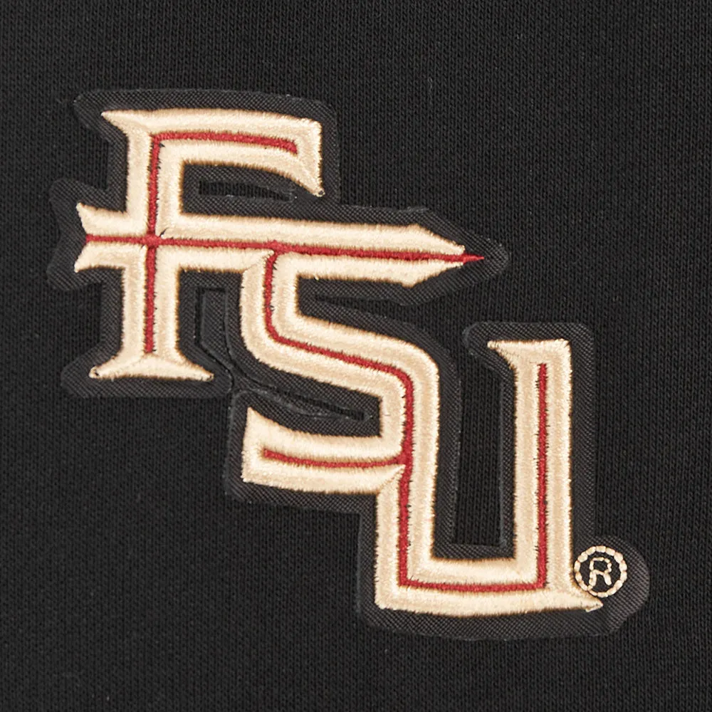 FLORIDA STATE UNIVERSITY CLASSIC WOMEN'S RIB FLEECE CROPPED PULLOVER HOODIE (BLACK)