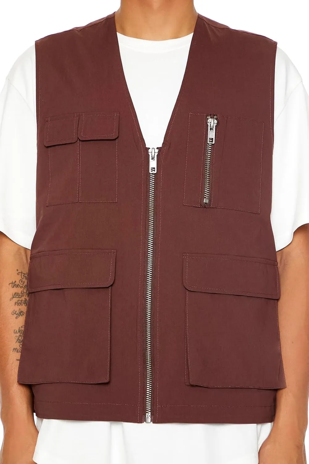 Forever 21 Men's Zip-up Utility Cargo Vest