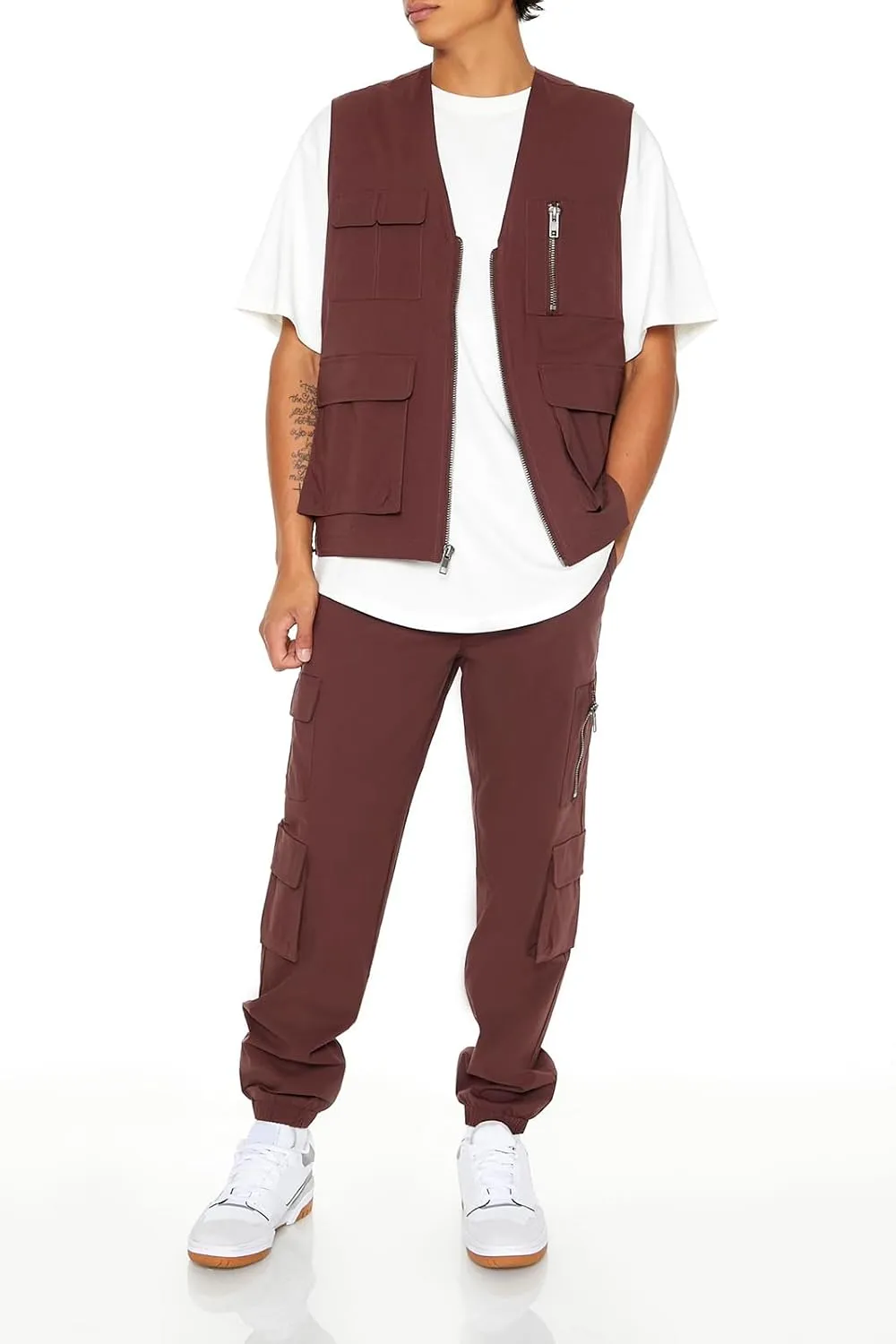 Forever 21 Men's Zip-up Utility Cargo Vest