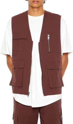Forever 21 Men's Zip-up Utility Cargo Vest