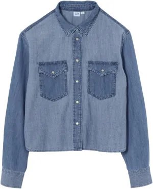GAP Women's Cropped Pieced Denim Shirt