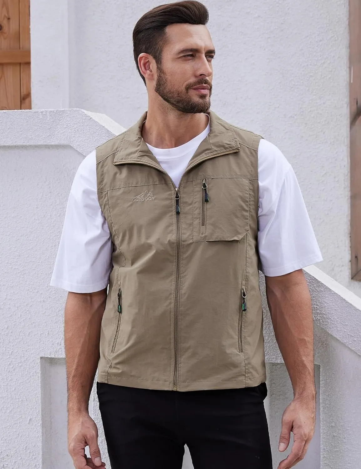 Gihuo Men's Fishing Vest Utility Vest Casual Outdoor Quick Dry Safari Travel Golf Vest Work Vest