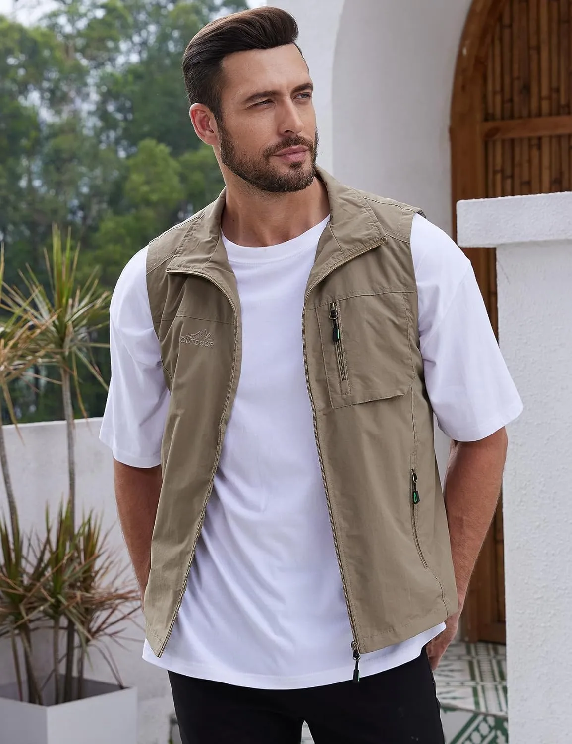 Gihuo Men's Fishing Vest Utility Vest Casual Outdoor Quick Dry Safari Travel Golf Vest Work Vest