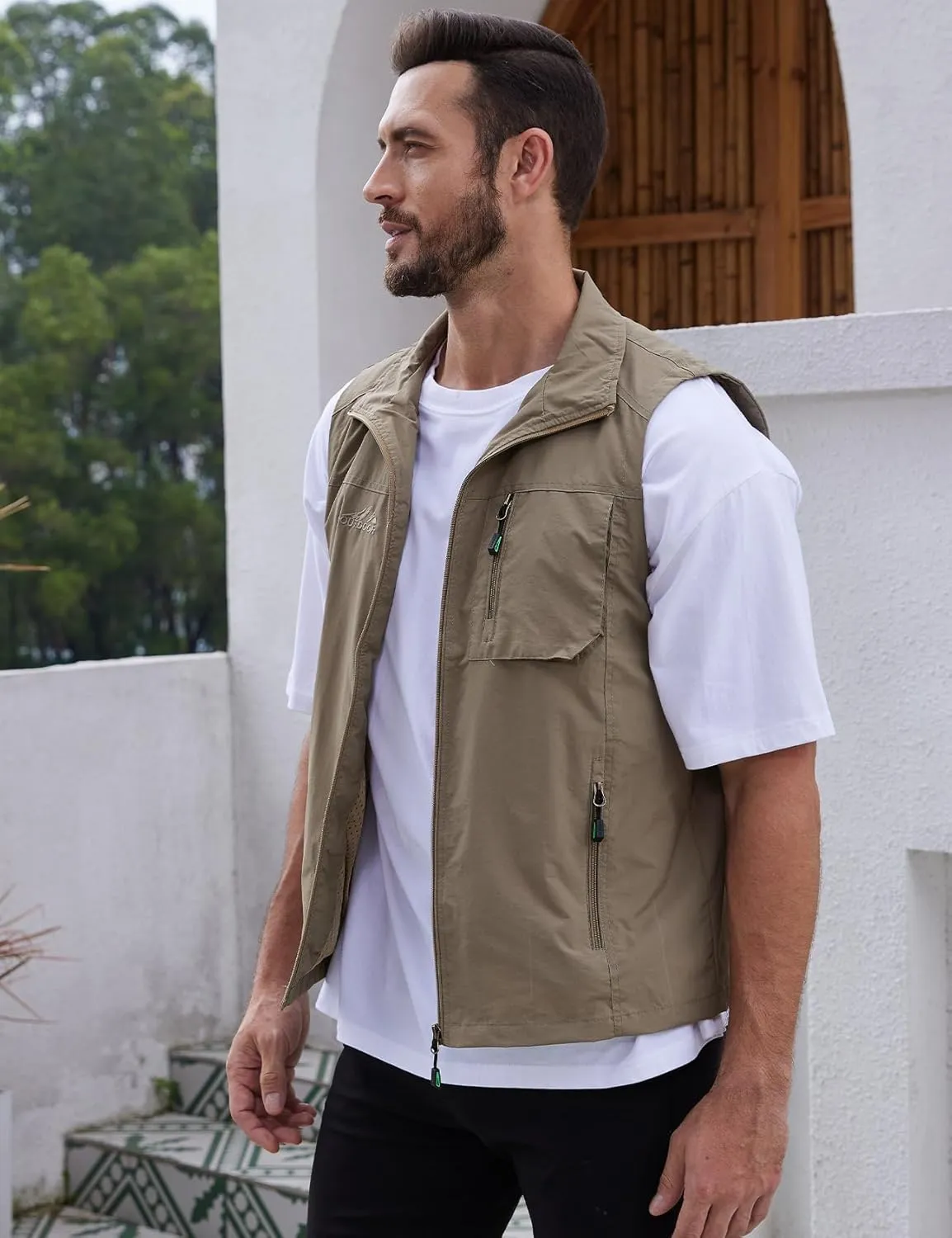 Gihuo Men's Fishing Vest Utility Vest Casual Outdoor Quick Dry Safari Travel Golf Vest Work Vest