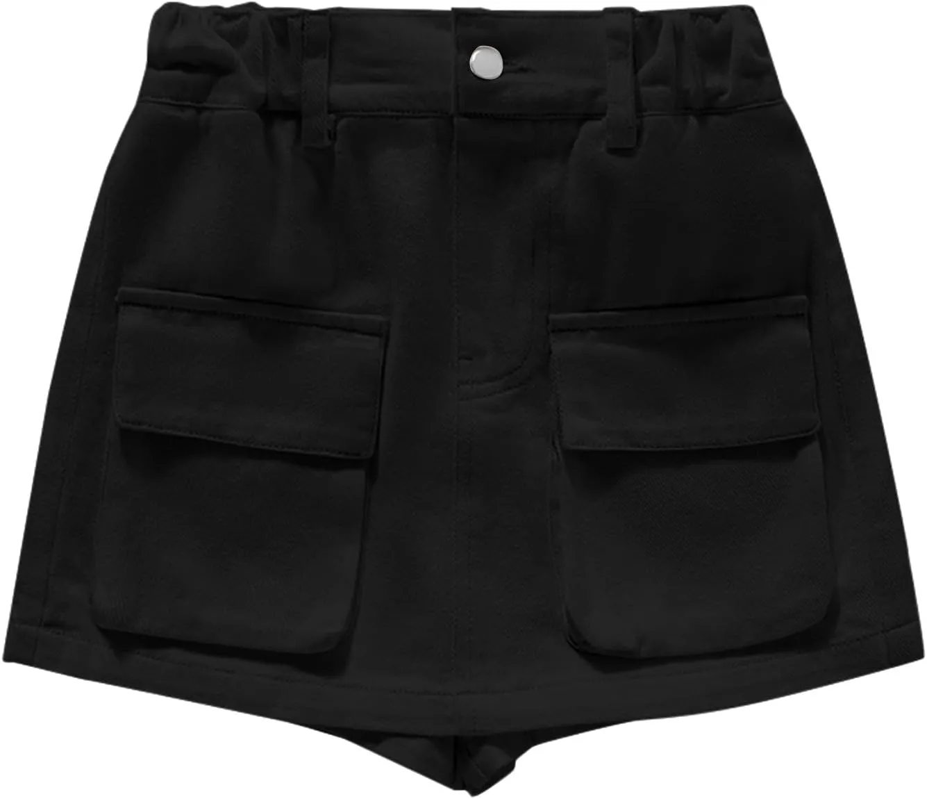 Girls Cargo Skort Elastic High Waisted Stretchy Denim Skirt Y2K Muti-Pockets Casual Jean Shorts for Preppy Teens