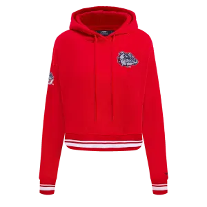 GONZAGA UNIVERSITY CLASSIC RIB FLEECE CROPPED PULLOVER HOODIE (RED)