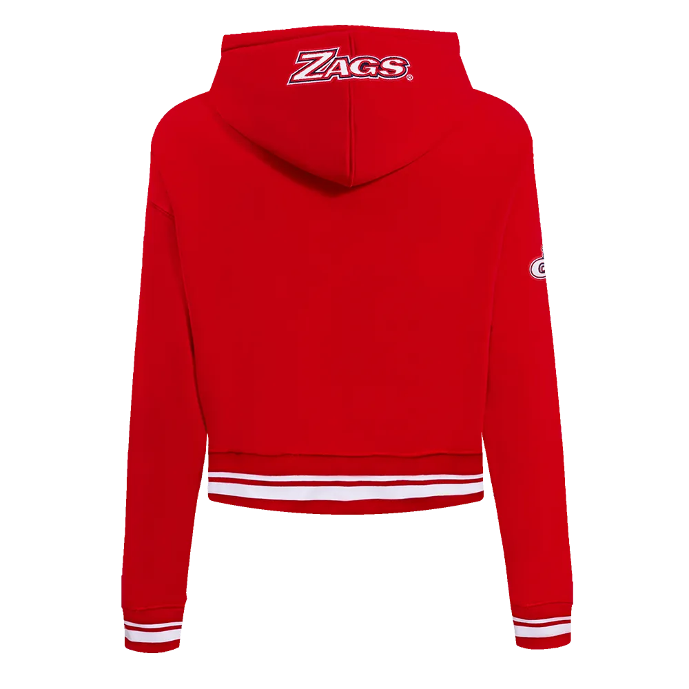 GONZAGA UNIVERSITY CLASSIC RIB FLEECE CROPPED PULLOVER HOODIE (RED)