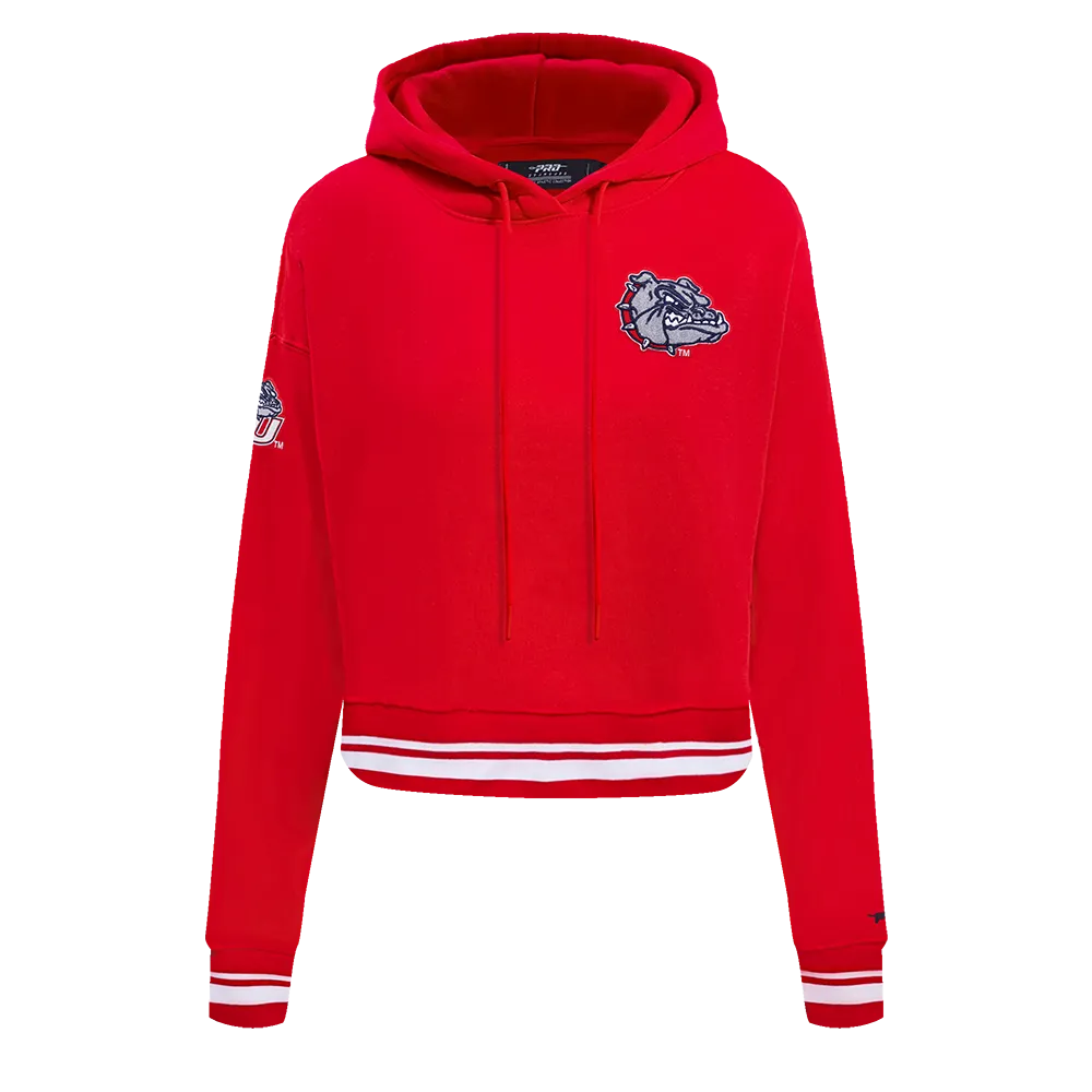 GONZAGA UNIVERSITY CLASSIC RIB FLEECE CROPPED PULLOVER HOODIE (RED)
