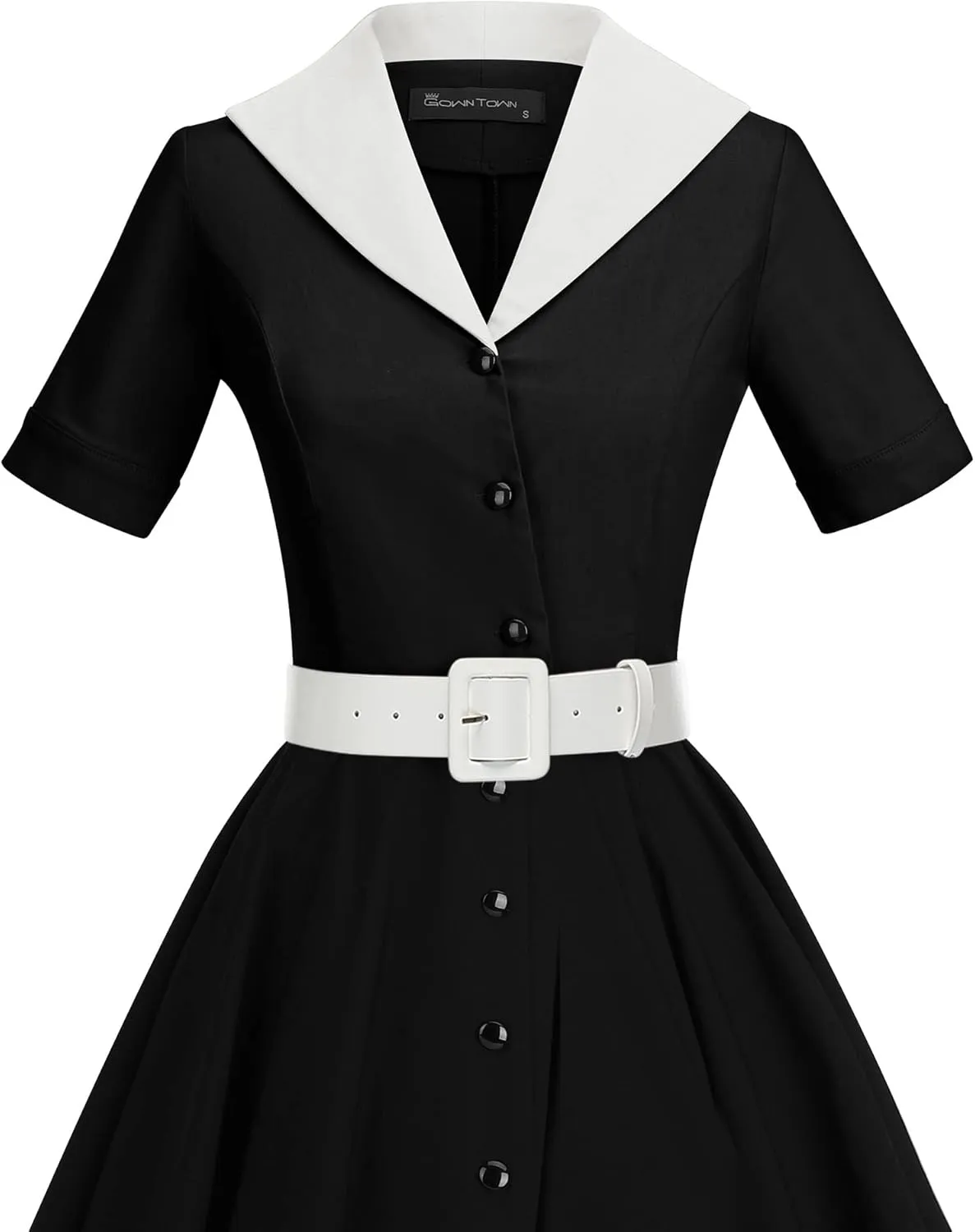 GownTown 1950 Women Dress Midi Shirt Dress Cocktail Dress with Belt