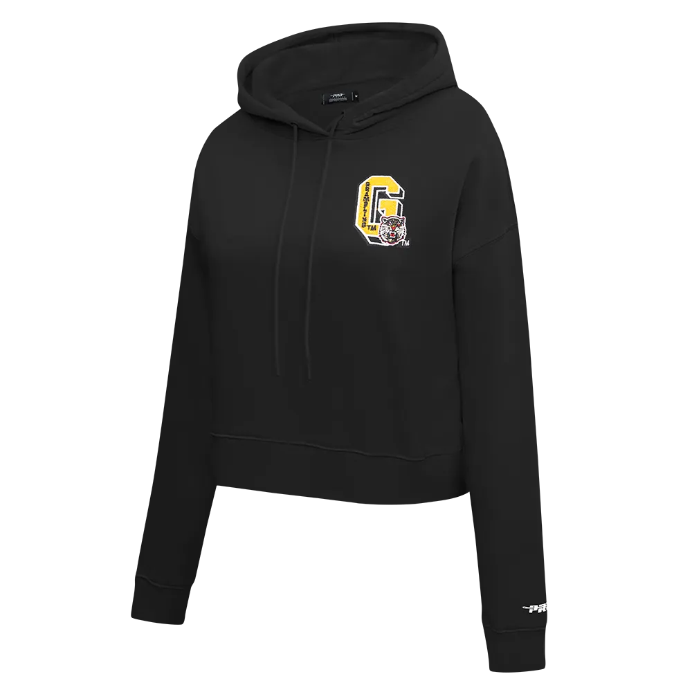 GRAMBLING STATE UNIVERSITY CLASSIC FLEECE CROPPED PULLOVER HOODIE (BLACK)
