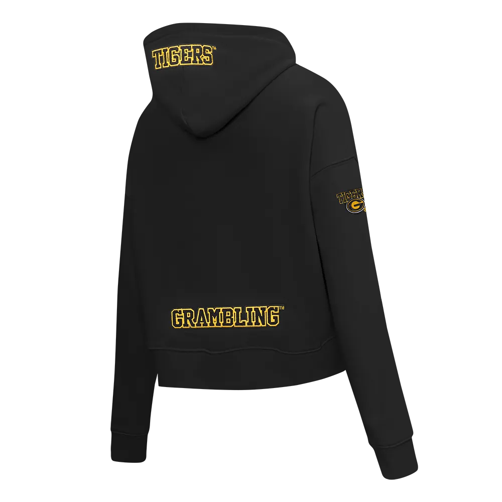 GRAMBLING STATE UNIVERSITY CLASSIC FLEECE CROPPED PULLOVER HOODIE (BLACK)