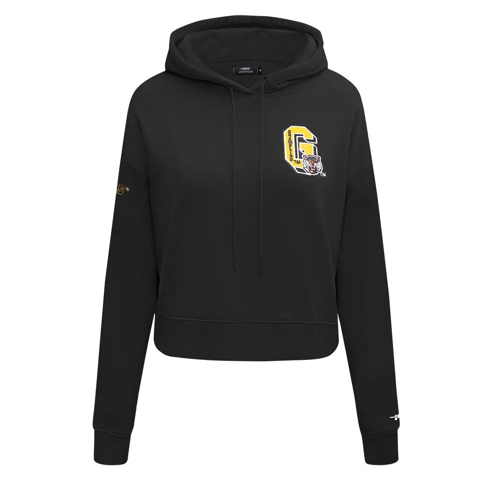 GRAMBLING STATE UNIVERSITY CLASSIC FLEECE CROPPED PULLOVER HOODIE (BLACK)